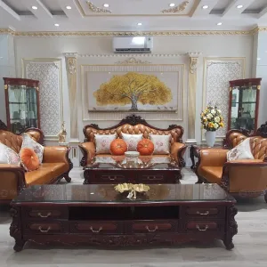 Sofa Da Bò Cổ Điển CDSF07