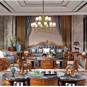 Sofa Da Bò Cổ Điển CD163