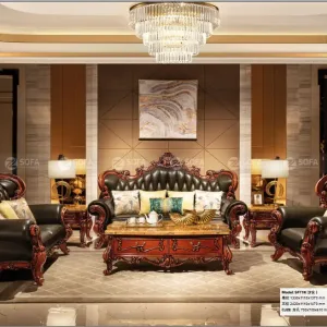 Sofa Da Bò Cổ Điển CDSF77