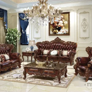 Sofa Da Bò Cổ Điển CDM35